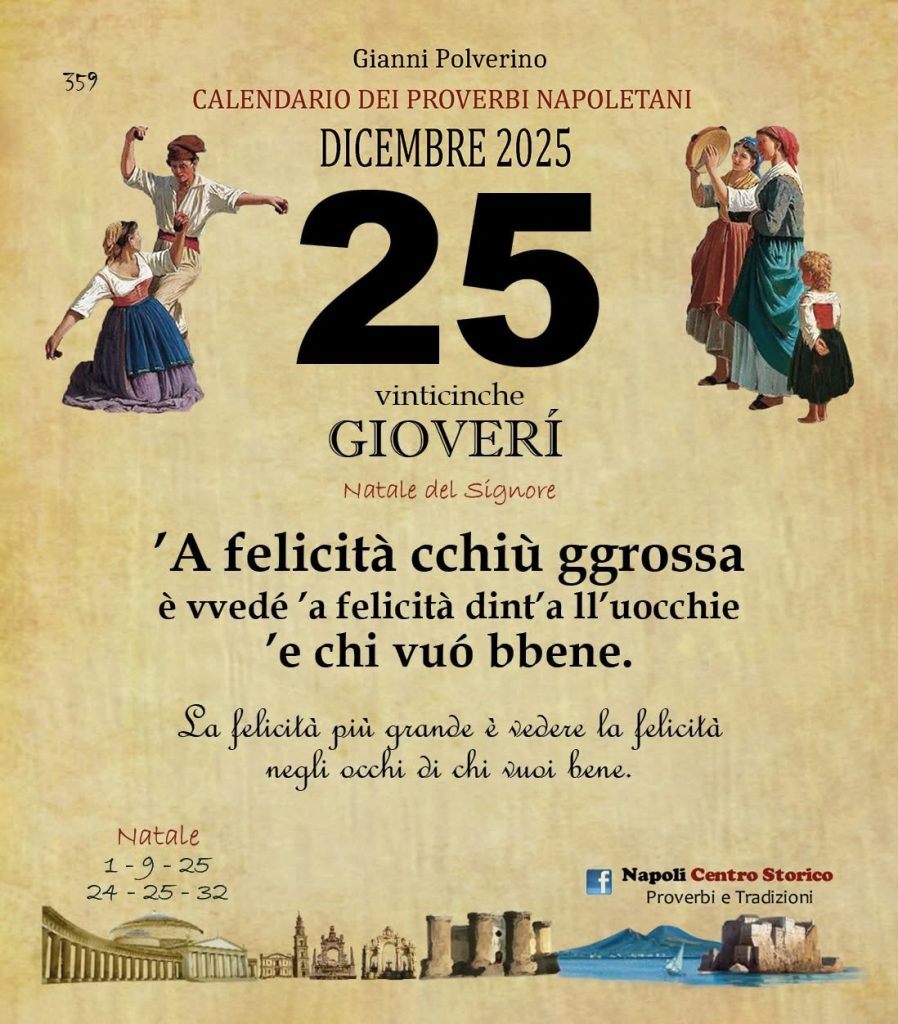 O PRUVERBIO D O JUORNO. Giovedì 25 dicembre 2025