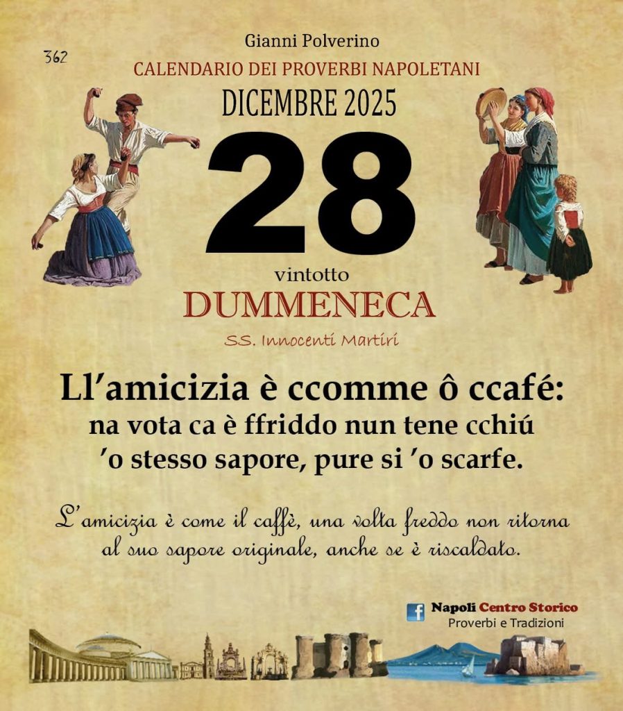 O PRUVERBIO D O JUORNO. Domenica 28 dicembre 2025