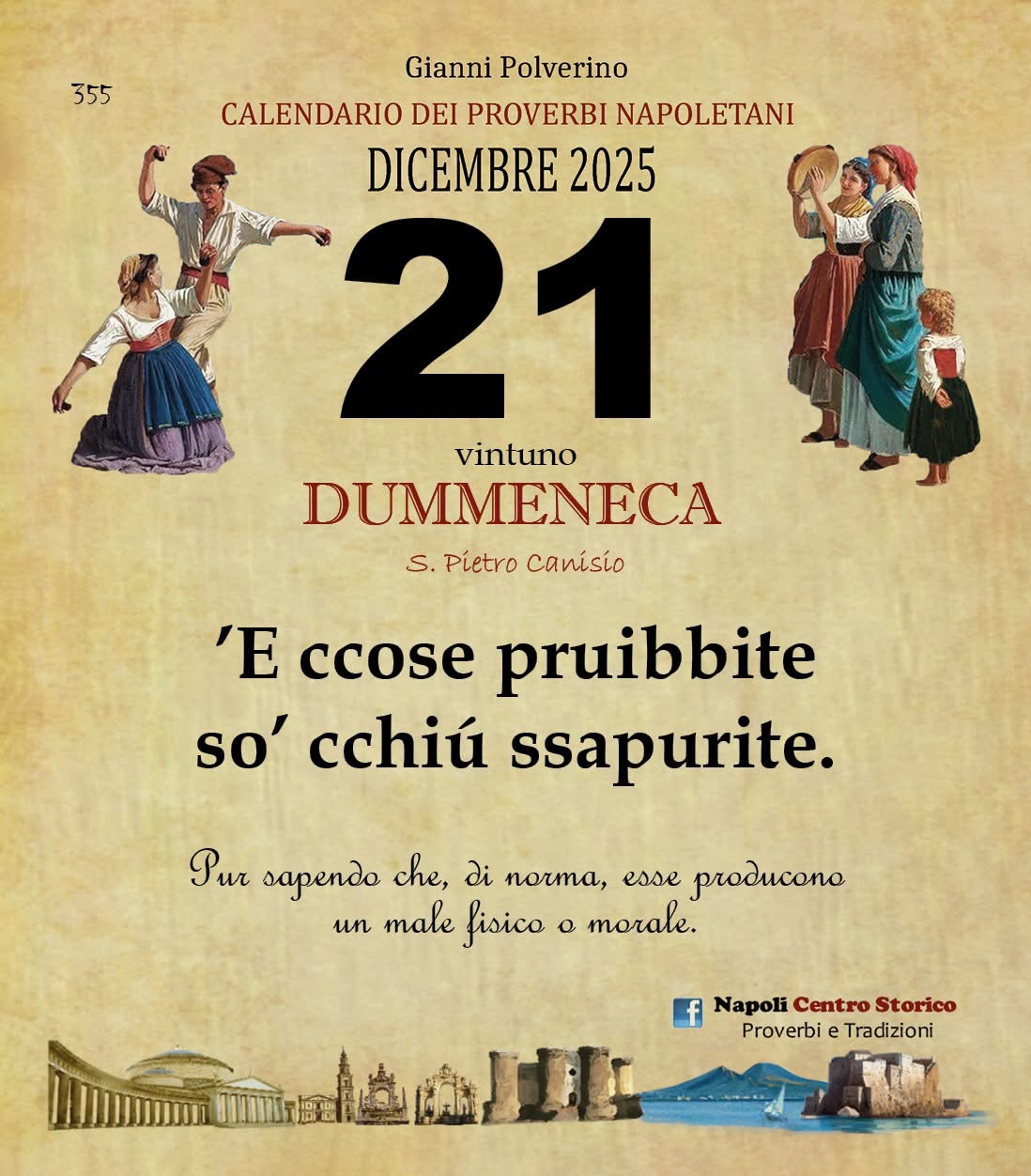 O PRUVERBIO D O JUORNO. Domenica 21 dicembre 2025
