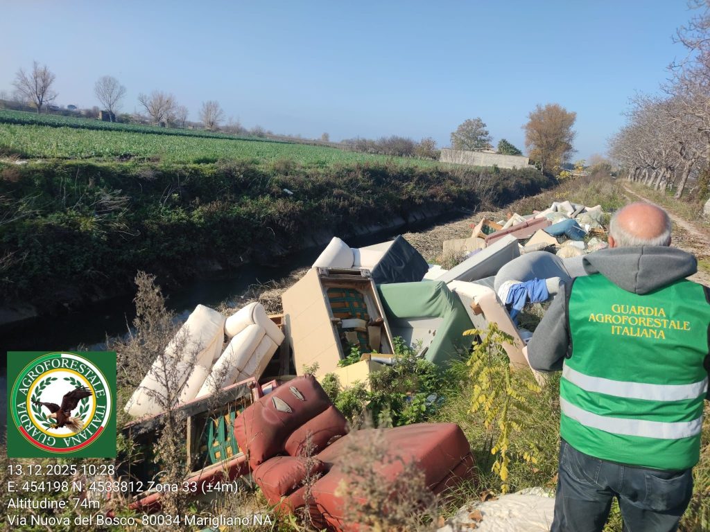 Marigliano, maxi–discarica abusiva lungo il Regi Lagni: la Guardia Agroforestale denuncia un disastro ambientale Marigliano, maxi–discarica abusiva lungo il Regi Lagni: la Guardia Agroforestale denuncia un disastro ambientale