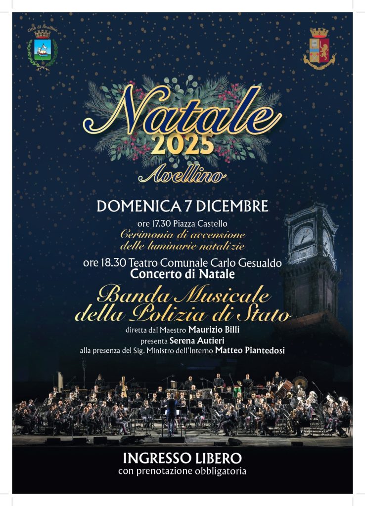 AVELLINO. Concerto della Banda Musicale della Polizia di Stato al Teatro Gesualdo.  Ingresso libero alla cittadinanza.