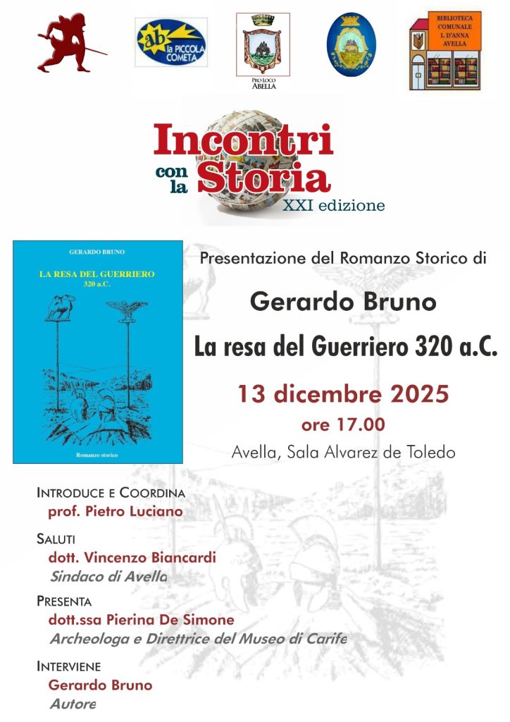 Avella, “Incontri con la Storia”: presentazione del romanzo storico di Gerardo Bruno