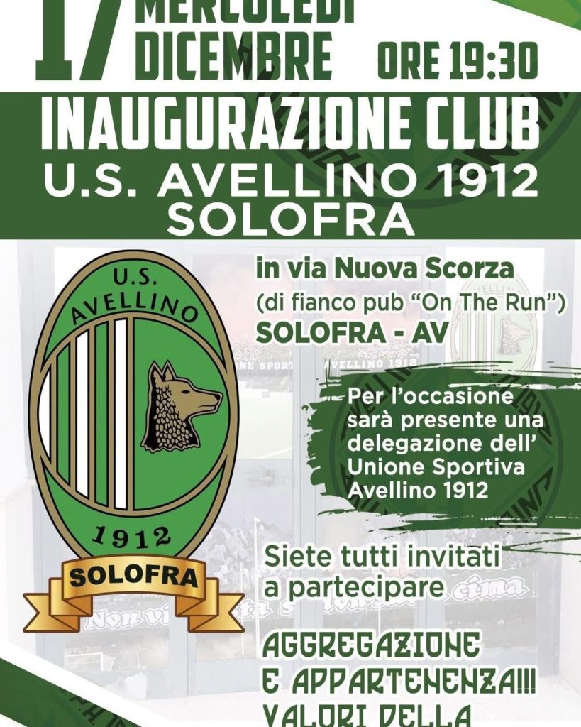 Solofra, inaugurazione del Club U.S. Avellino 1912: presente una delegazione biancoverde