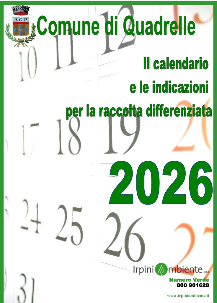 Quadrelle, pubblicato il calendario della raccolta differenziata 2026
