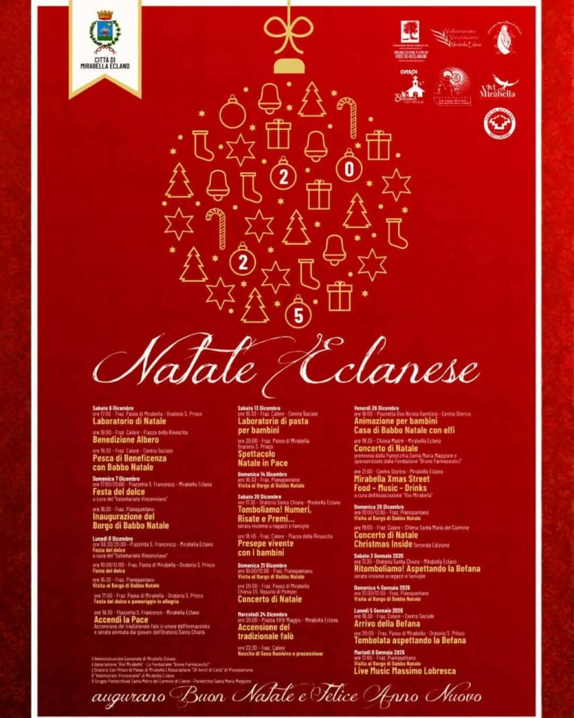 Mirabella Eclano accende la magia: al via “Natale Eclanese 2025” e la 4ª edizione del Borgo di Babbo Natale