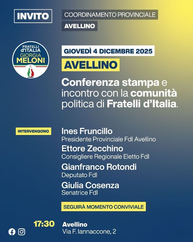 Conferenza Stampa presso la sede cittadina di FDI e brindisi per l’elezione del consigliere regionale, onorevole Ettore Zecchino.