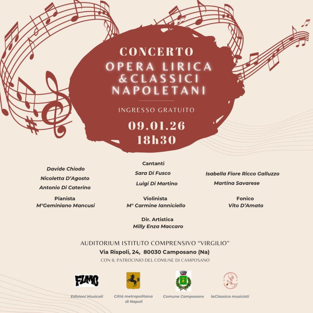 Camposano, grande concerto di Opera Lirica e Classici Napoletani: musica d’autore con ingresso gratuito
