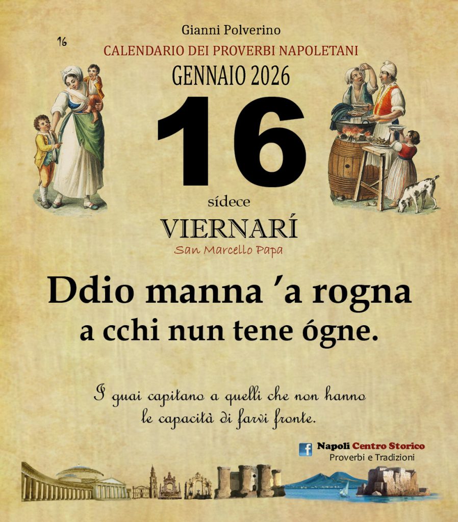 O PRUVERBIO D O JUORNO. Venerdì 16 Gennaio 2026