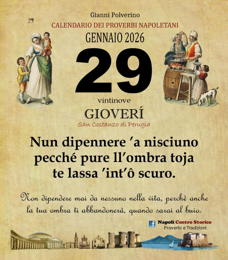 O PRUVERBIO D O JUORNO. Giovedi 29 gennaio 2026