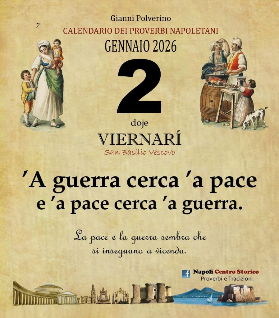 O PRUVERBIO D O JUORNO. Giovedì 2 gennaio 2026