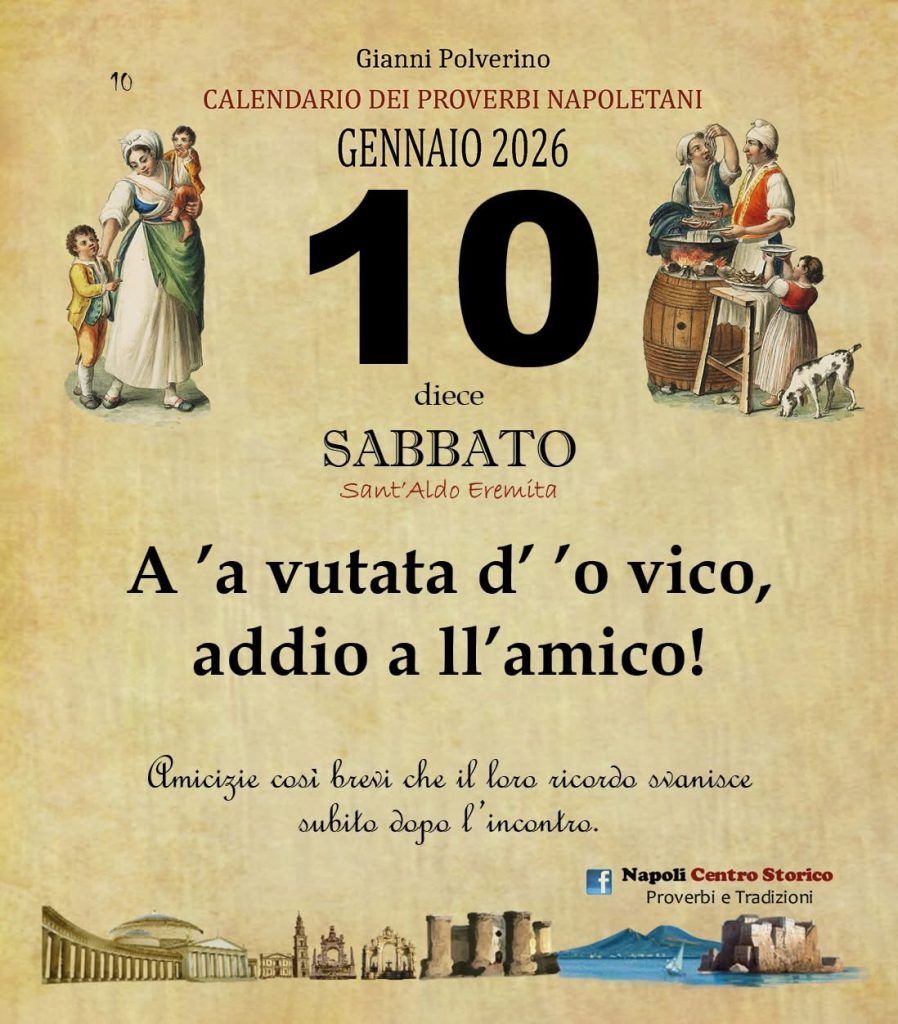 O PRUVERBIO D O JUORNO. Sabato 10 gennaio 2026