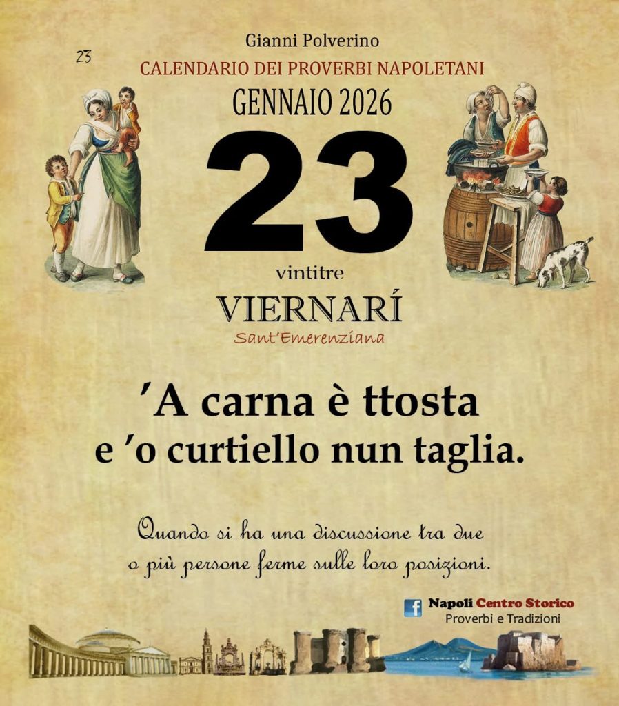 O PRUVERBIO D O JUORNO. Venerdì 23 gennaio 2026