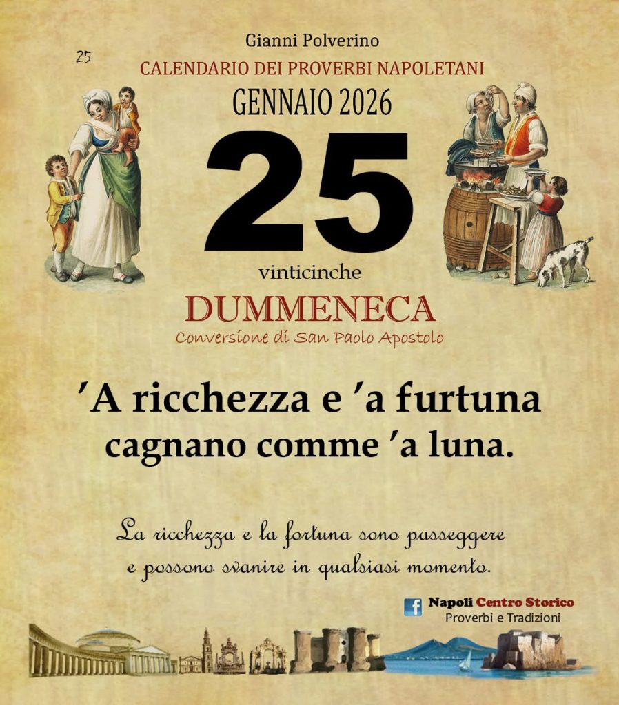 O PRUVERBIO D O JUORNO. Domenica 25 gennaio 2026