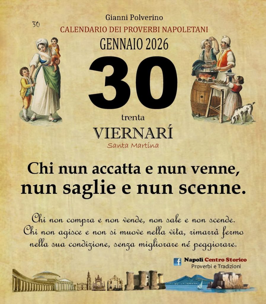 O PRUVERBIO D O JUORNO. Venerdì 30 gennaio 2026