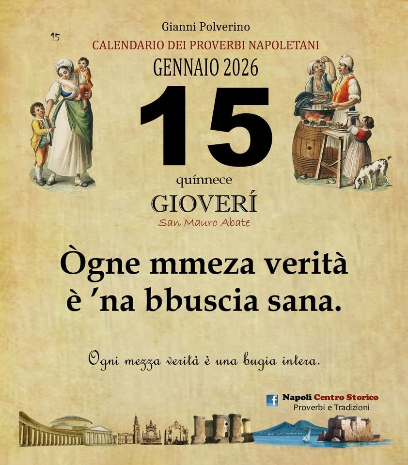 O PRUVERBIO D O JUORNO. Giovedì 15 gennaio 2026