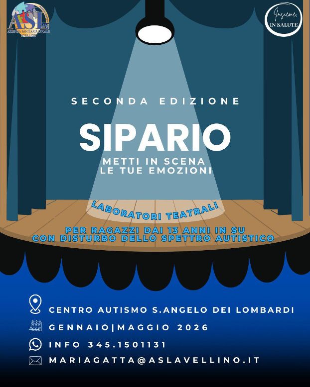 Sant’Angelo dei Lombardi. Torna anche quest’anno il progetto “Sipario”, destinato ad adolescenti e adulti con disturbo dello spettro autistico Sant’Angelo dei Lombardi. Torna anche quest’anno il progetto “Sipario”, destinato ad adolescenti e adulti con disturbo dello spettro autistico