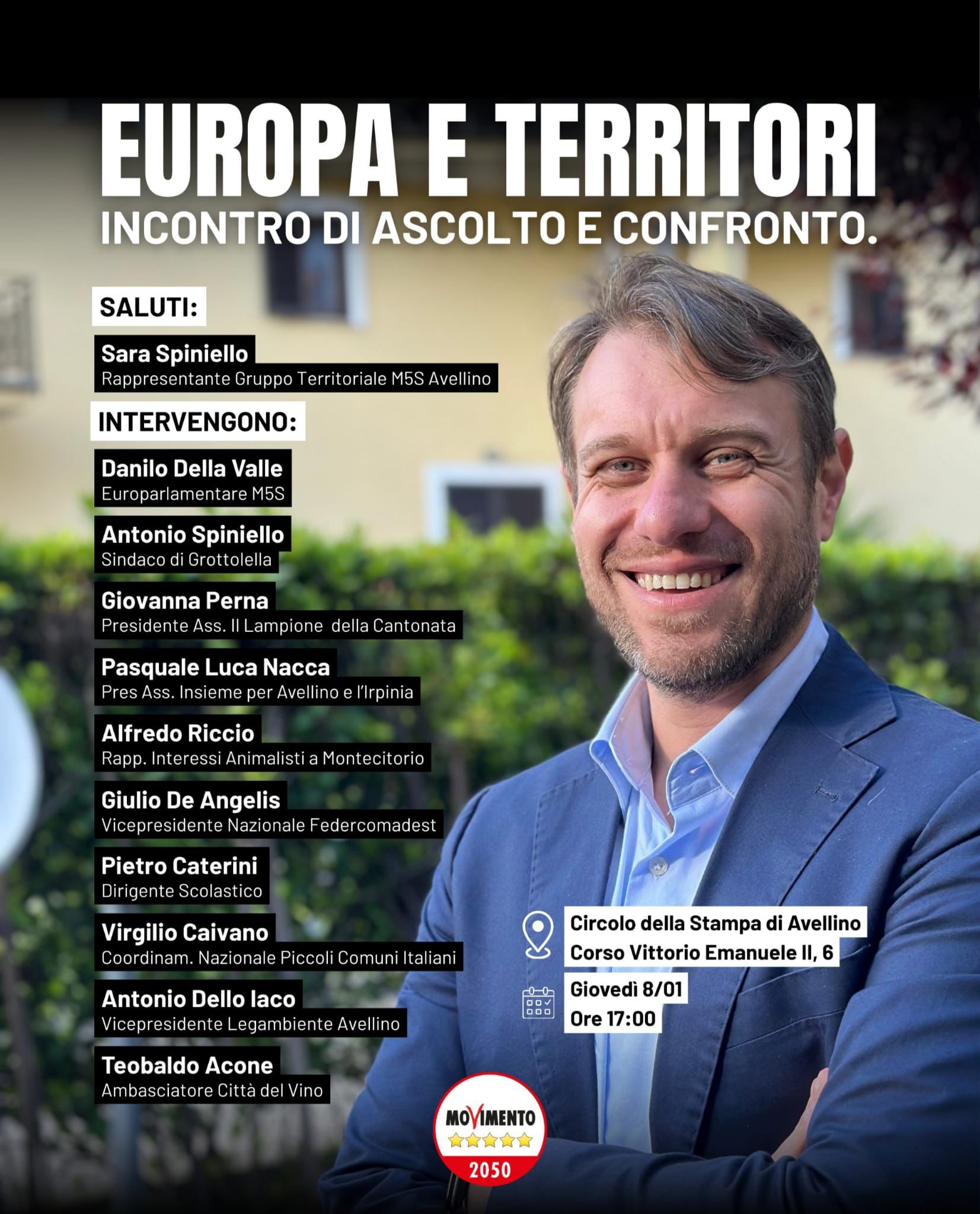 Movimento 5 Stelle, l’eurodeputato Della Valle ad Avellino l’8 gennaio Movimento 5 Stelle, l’eurodeputato Della Valle ad Avellino l’8 gennaio