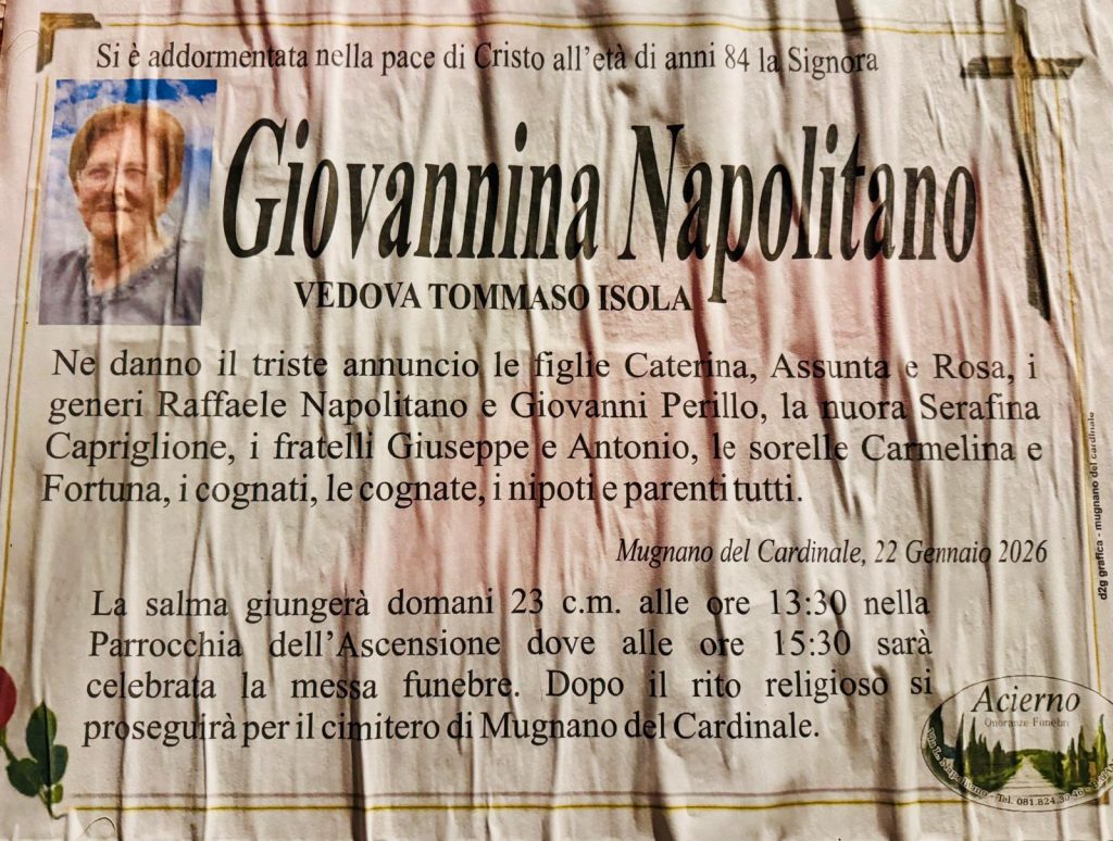 NON E PIU. Mugnano/Avella, lutto Giovanna Napolitno