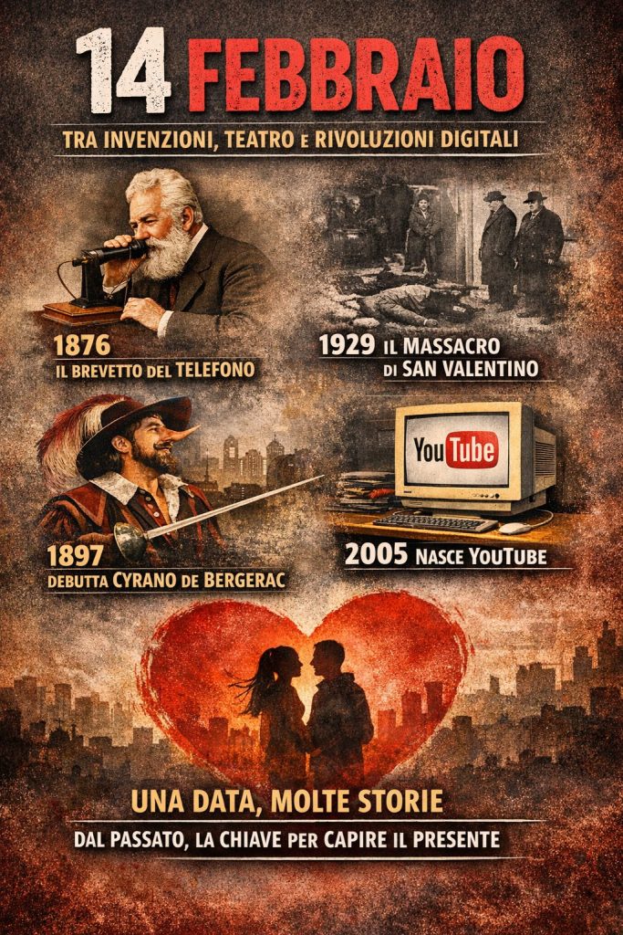 ACCADDE OGGI. 14 febbraio, la storia dietro l’amore: tra invenzioni, teatro e rivoluzioni digitali ACCADDE OGGI. 14 febbraio, la storia dietro l’amore: tra invenzioni, teatro e rivoluzioni digitali