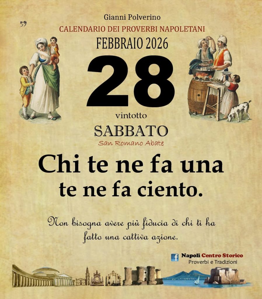 O PRUVERBIO D O JUORNO. Sabato 28 febbraio 2026