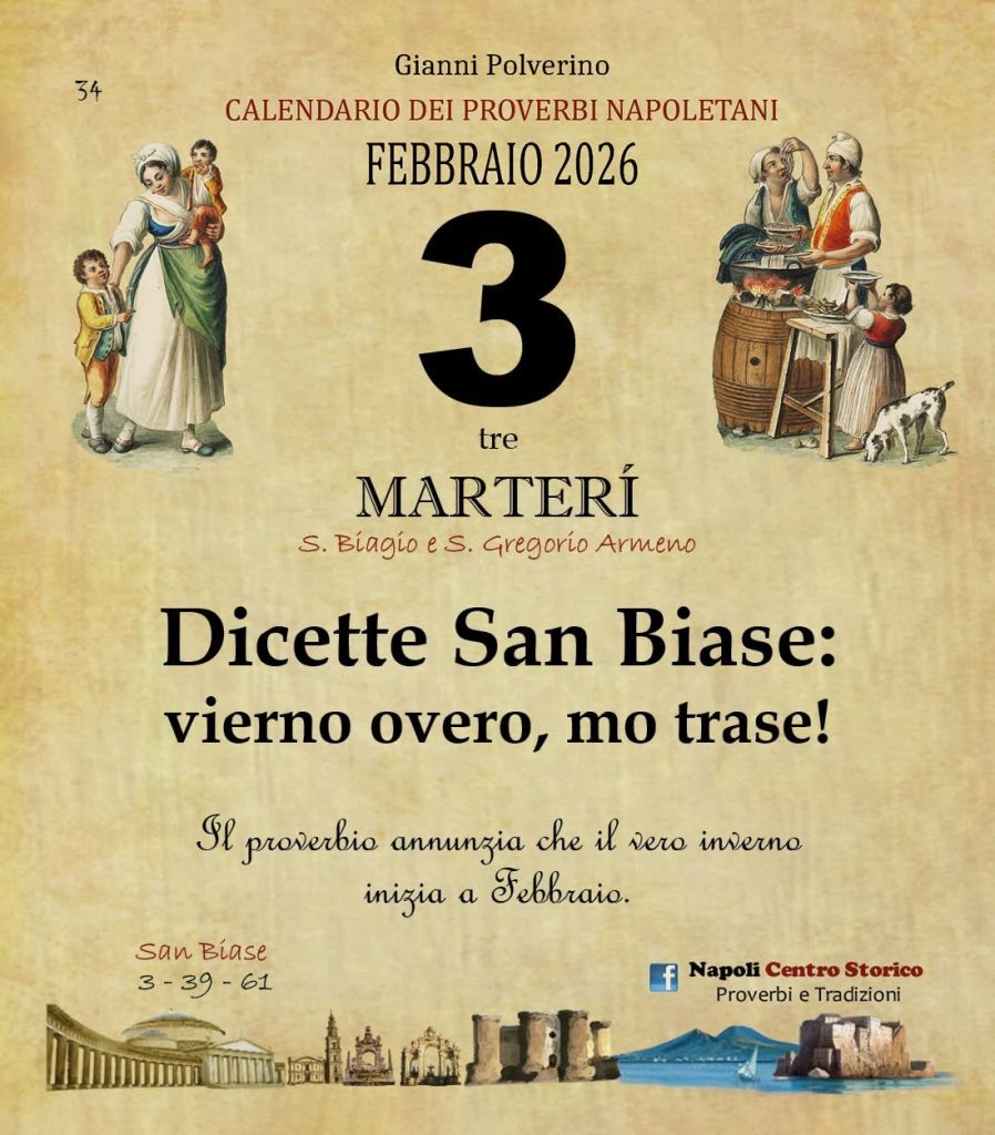 O PRUVERBIO D O JUORNO. Martedì 3 febbraio 2026