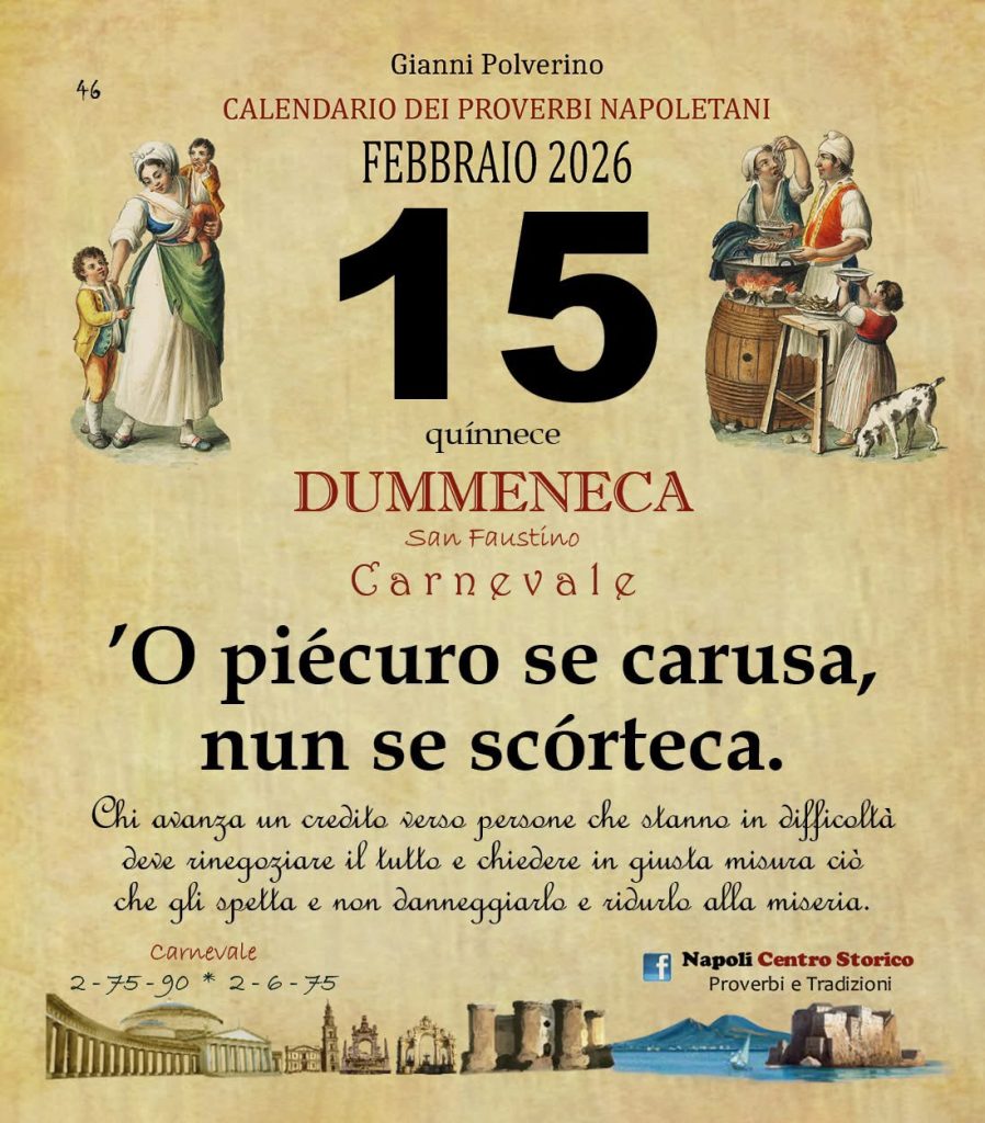 O PRUVERBIO D O JUORNO. Domenica 15 febbraio 2026