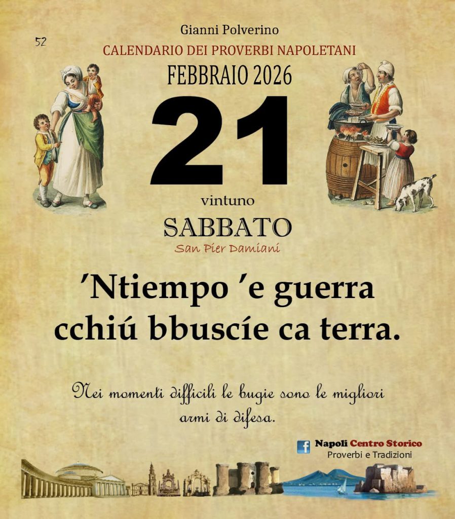 O PRUVERBIO D O JUORNO. Sabato 21 febbraio 2026