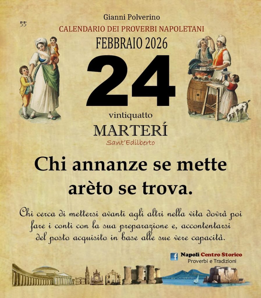 O PRUVERBIO D O JUORNO. Martedì 24 febbraio 2026