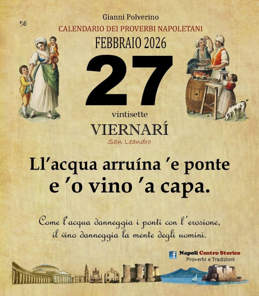 O PRUVERBIO D O JUORNO. Venerdì 27 febbraio 2026