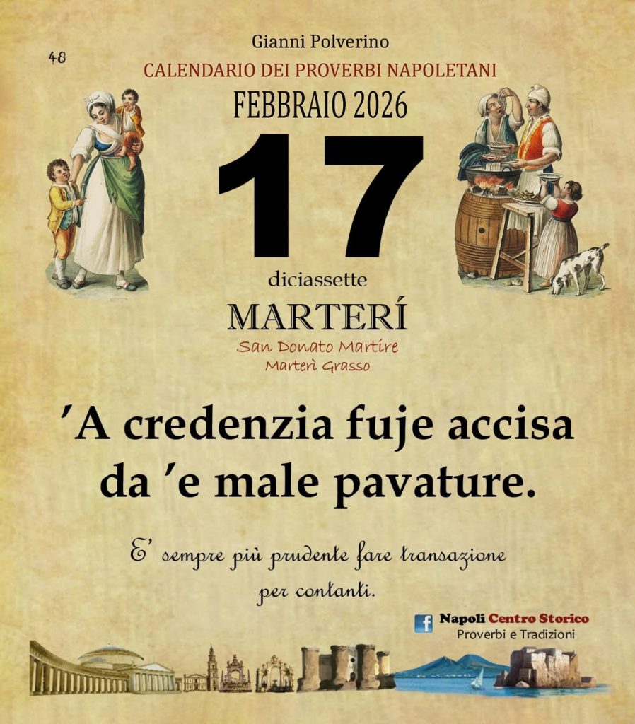 O PRUVERBIO D O JUORNO. Martedì 17 febbraio 2026