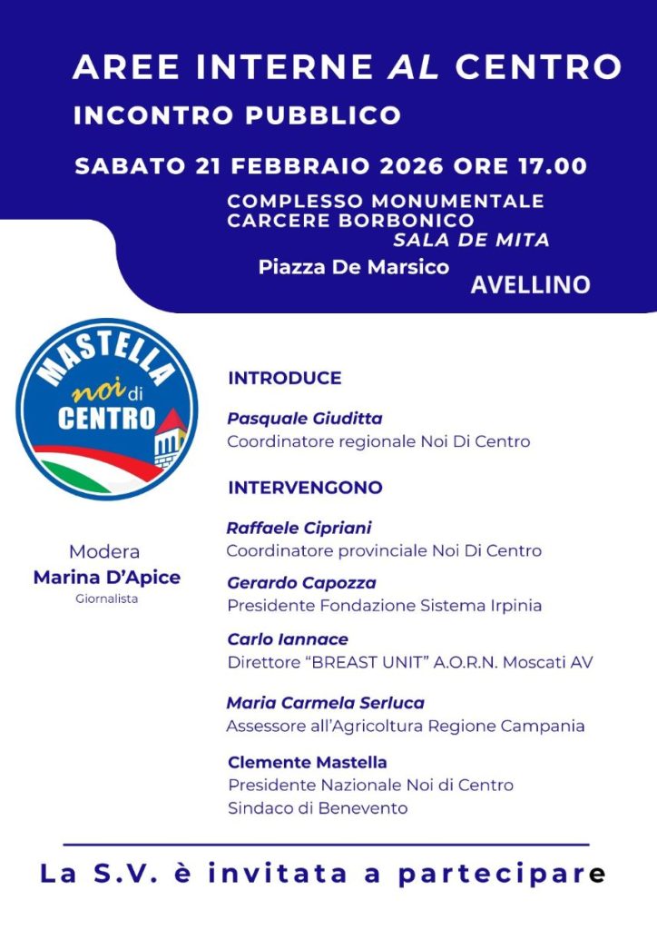 Aree interne Aree interne al centro: incontro pubblico ad Avellino il 21 febbraio Aree interne Aree interne al centro: incontro pubblico ad Avellino il 21 febbraio