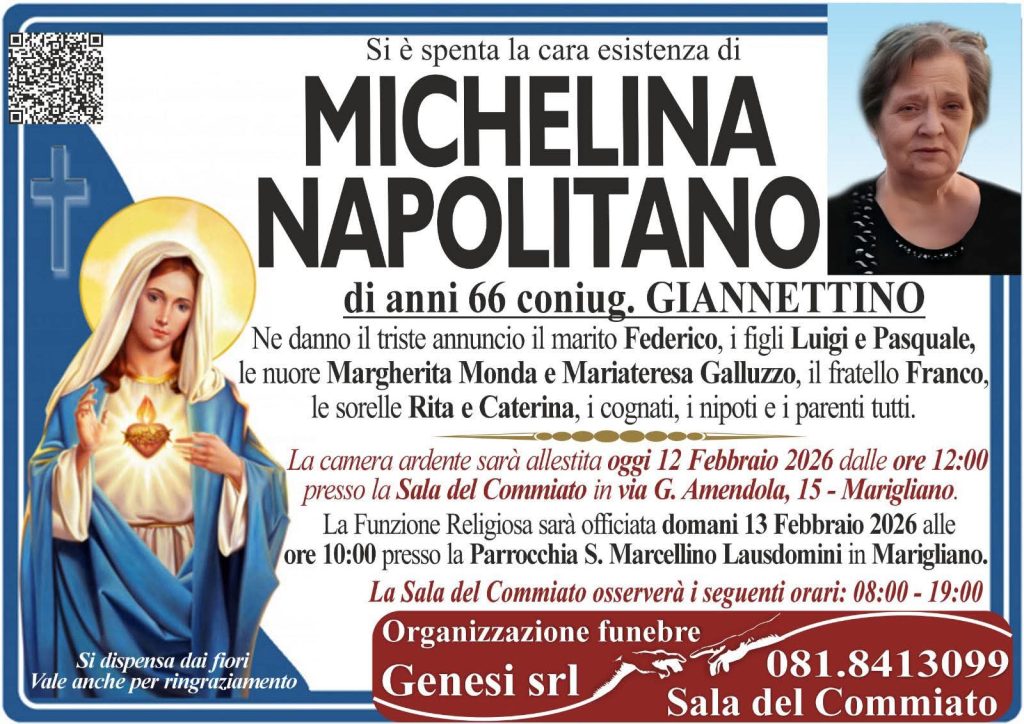 NON E PIU. Marigliano e Quadrelle in lutto per la scomparsa di Michelina Napolitano