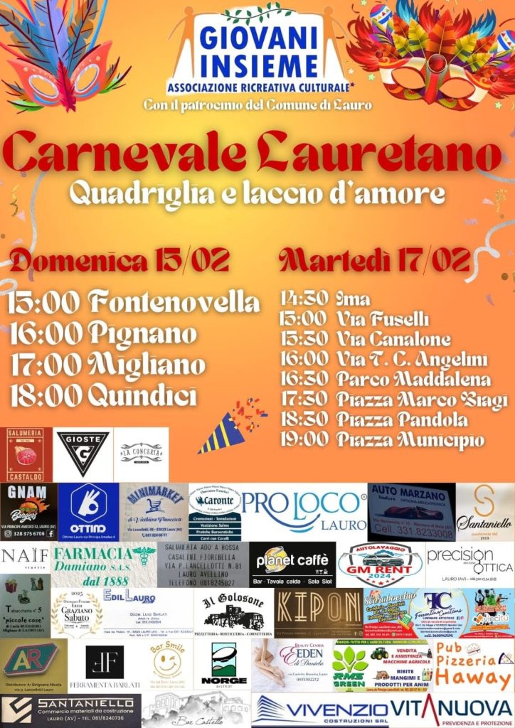 Lauro si prepara al Carnevale: quadriglie, tradizione e festa nelle piazze