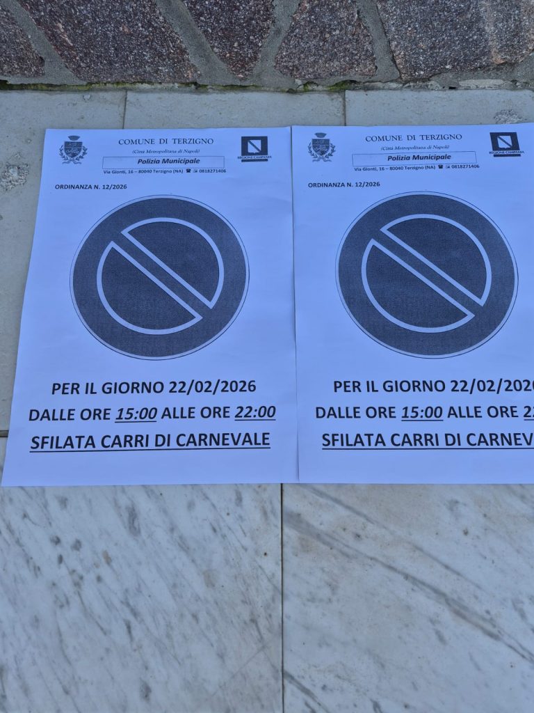 Terzigno si prepara al Carnevale 2026: divieto di sosta per la sfilata dei carri
