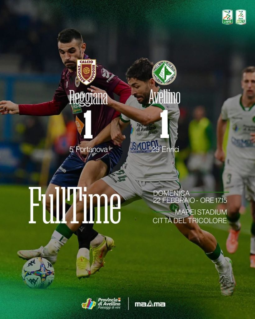 Botta e risposta al Mapei: l’Avellino reagisce, finisce 1 1 contro la Reggiana nella prima di Ballardini