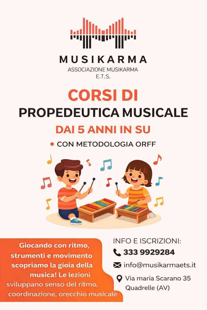 Nuovi corsi di propedeutica musicale per bambini a Quadrelle