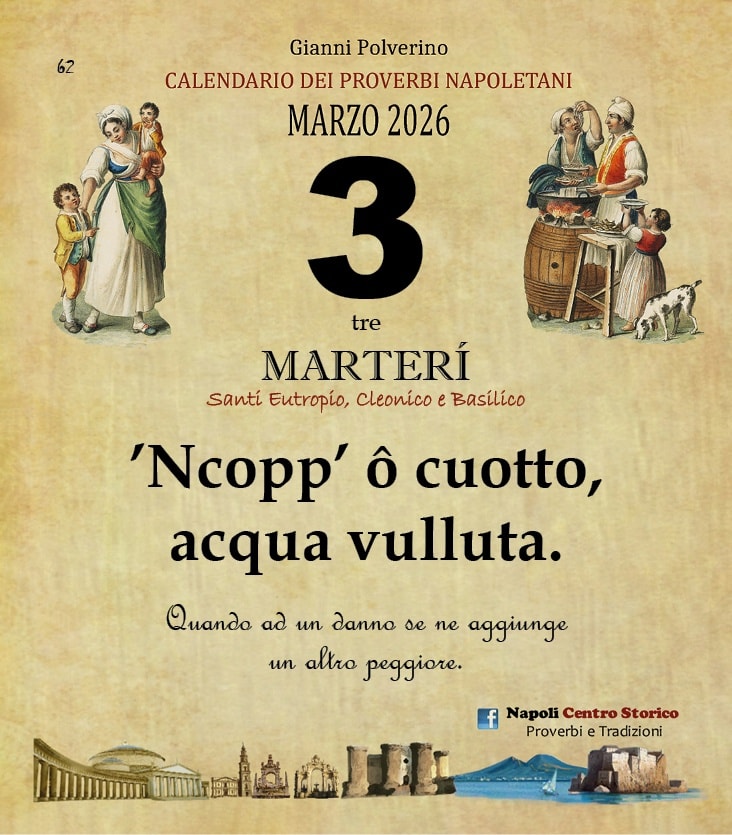 O PRUVERBIO D O JUORNO. Martedì 3 marzo 2026