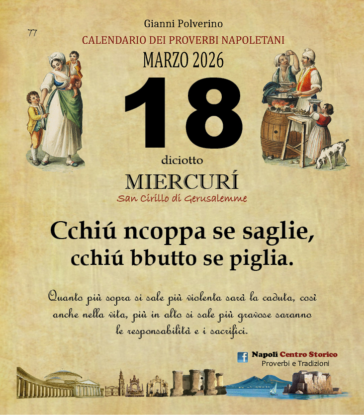 O PRUVERBIO D O JUORNO. Mercoledì 18 marzp 2026