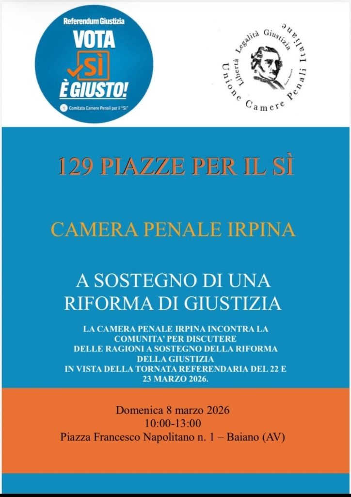 Baiano, la Camera Penale Irpina in piazza per il confronto sulla riforma della giustizia