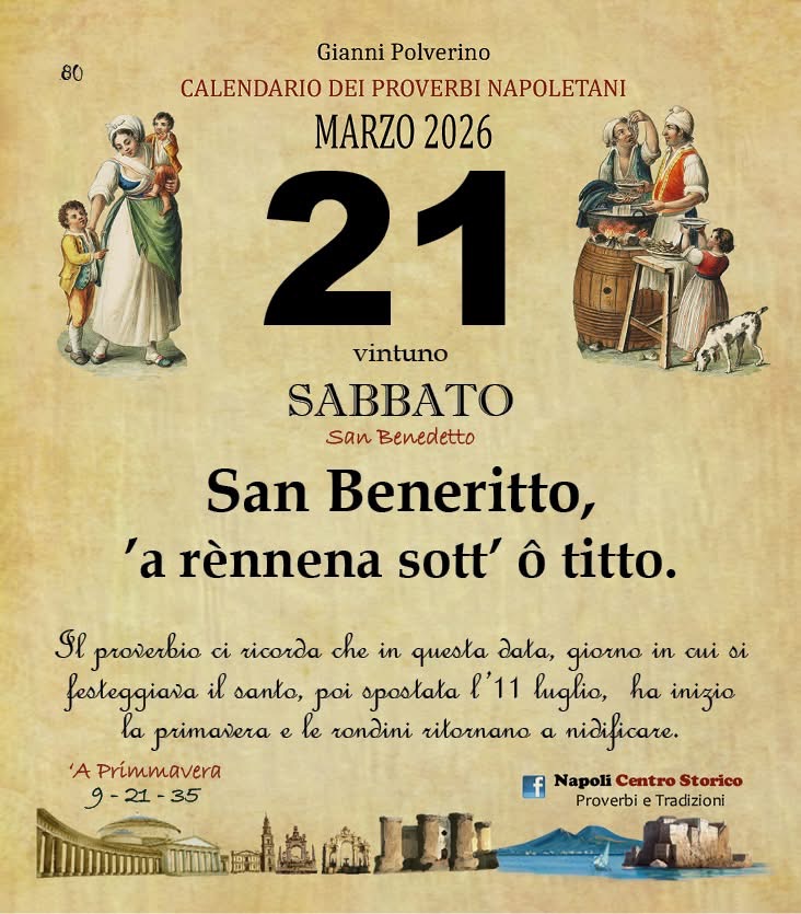 O PRUVERBIO D O JUORNO. Sabato 21 marzo 2026