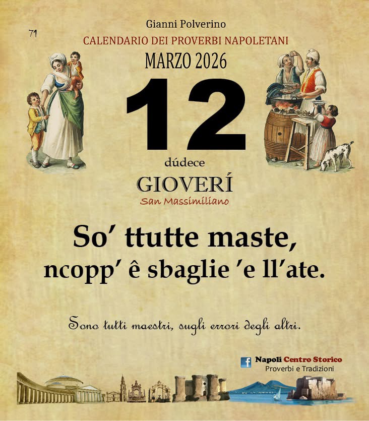O PRUVERBIO D O JUORNO. Giovedì 12 marzo 2026