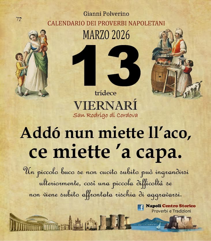 O PRUVERBIO D O JUORNO. Venerdì 13 marzo 2026