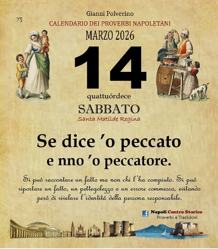 O PRUVERBIO D O JUORNO. Sabato 14 marzo 2026
