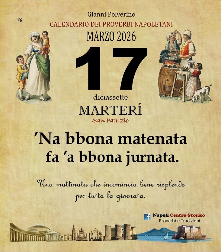 O PRUVERBIO D O JUORNO. Martedì 17 marzo 2026
