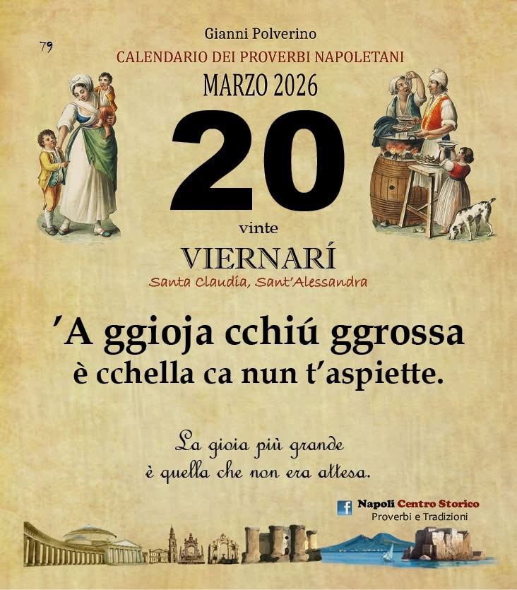 O PRUVERBIO D O JUORNO. Venerdì 20 marzo 2026