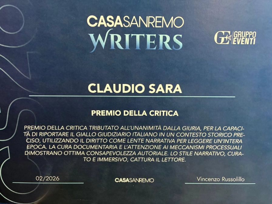 VINCE IL PREMIO DELLA CRITICA A SANREMO L’AVVOCATO IRPINO CLAUDIO SARA