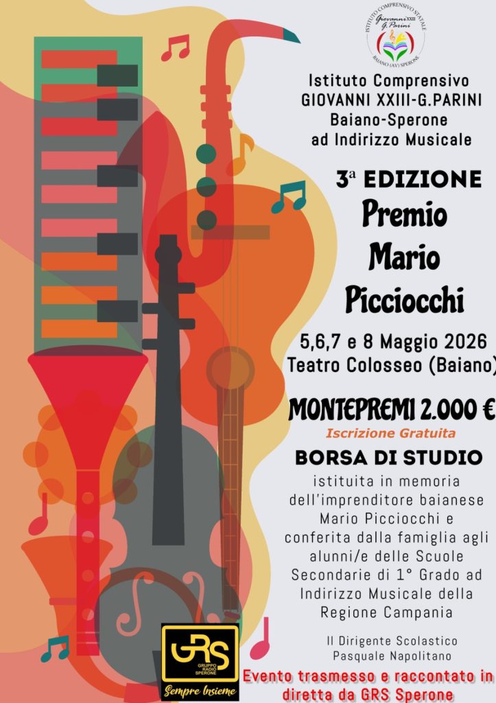Terza Edizione del Concorso Musicale Mario Picciocchi all’I.C. Giovanni XXIII   Parini di Baiano!