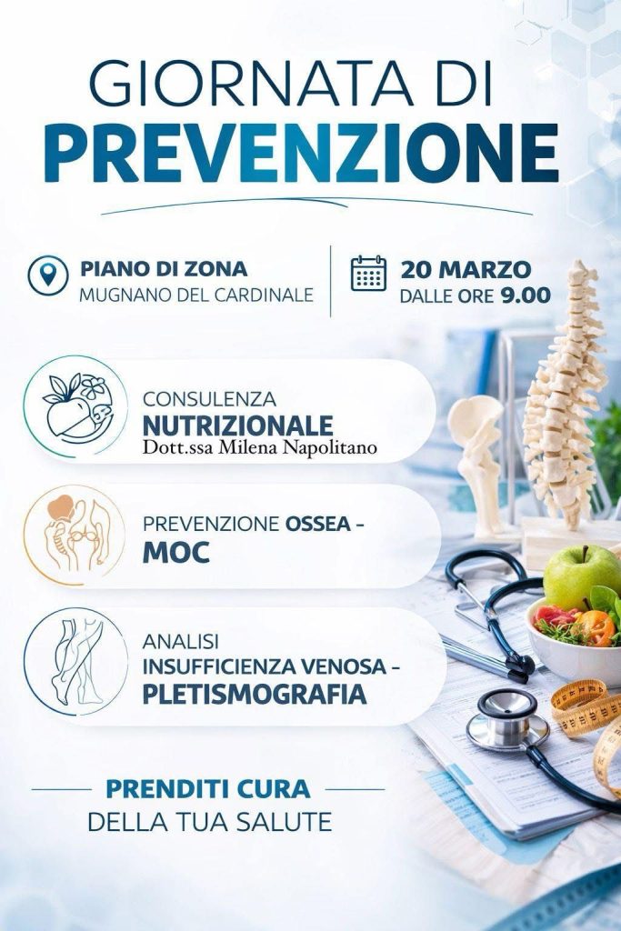 Mugnano del Cardinale, il 20 marzo giornata di prevenzione e salute per i cittadini