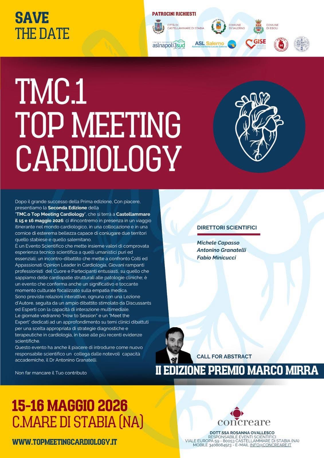 Castellammare di Stabia pronta ad accogliere il Top Meeting Cardiology: appuntamento il 15 e 16 maggio