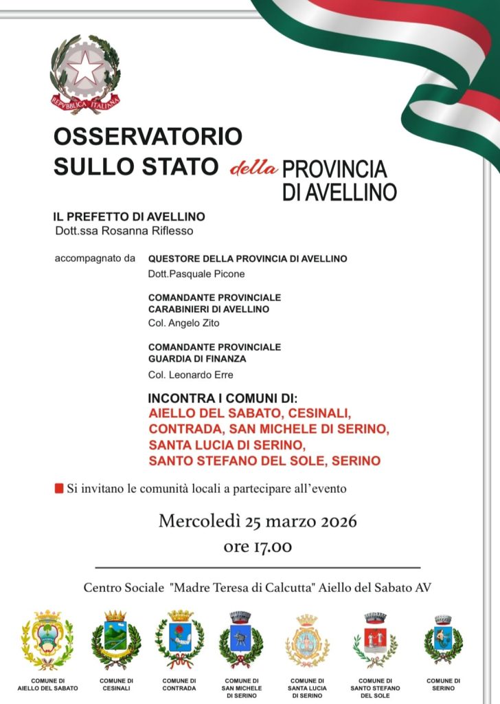 Aiello del Sabato (AV) – L’Osservatorio sullo stato della provincia fa tappa nel Serinese. Aiello del Sabato (AV) – L’Osservatorio sullo stato della provincia fa tappa nel Serinese.